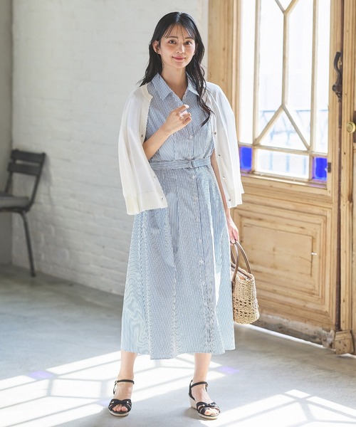 Honeys（ハニーズ）の「ウエストタックワンピース（ワンピース・レディース・ブルー系その他3/ブラック系その他/ネイビー/モカ・L/LL/M/S/3L）」の8枚目の写真