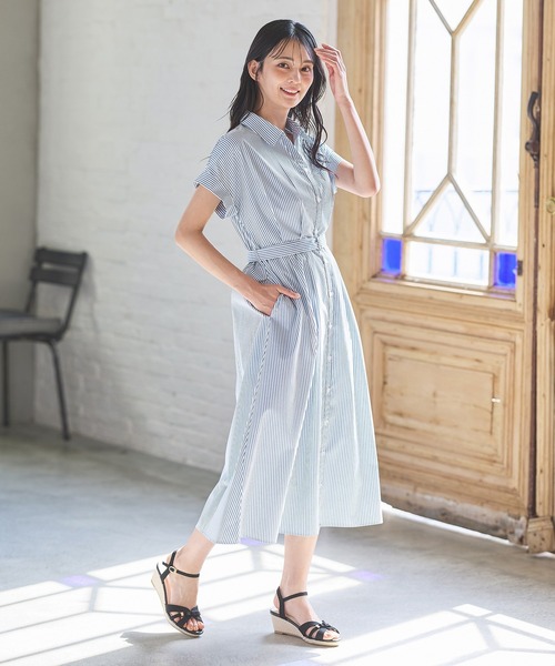 Honeys（ハニーズ）の「ウエストタックワンピース（ワンピース・レディース・ブルー系その他3/ブラック系その他/ネイビー/モカ・L/LL/M/S/3L）」の9枚目の写真