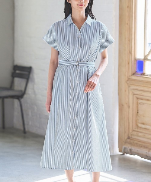 Honeys（ハニーズ）の「ウエストタックワンピース（ワンピース・レディース・ブルー系その他3/ブラック系その他/ネイビー/モカ・L/LL/M/S/3L）」の10枚目の写真