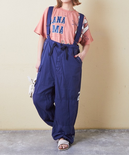 CUBE SUGAR（キューブシュガー）の「薄ツイル×ミニヘリンボン硫化染サス付カーゴパンツ（カーゴパンツ・レディース・ベージュ/スミクロ/ネイビー/カーキ・M）」の4枚目の写真