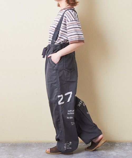 CUBE SUGAR（キューブシュガー）の「薄ツイル×ミニヘリンボン硫化染サス付カーゴパンツ（カーゴパンツ・レディース・ベージュ/スミクロ/ネイビー/カーキ・M）」の6枚目の写真