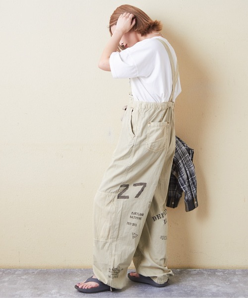 CUBE SUGAR（キューブシュガー）の「薄ツイル×ミニヘリンボン硫化染サス付カーゴパンツ（カーゴパンツ・レディース・ベージュ/スミクロ/ネイビー/カーキ・M）」の9枚目の写真