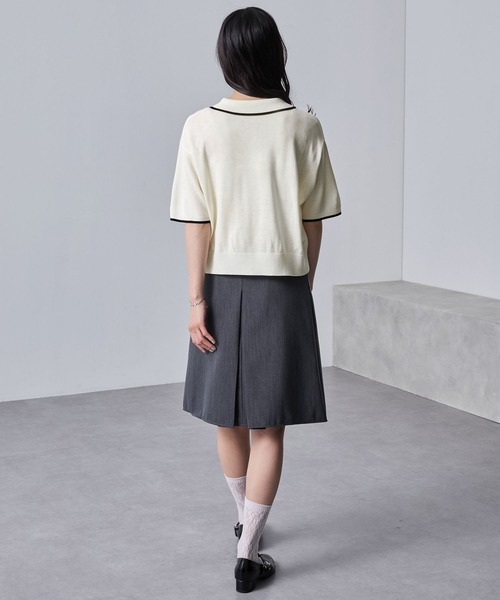 nui nullu（ヌイヌル）の「【nui nullu】リボン刺繍バイカラークロップドニットポロシャツ（ポロシャツ・レディース・ネイビー/ブラック/オフホワイト/ブルー・FREE）」の21枚目の写真