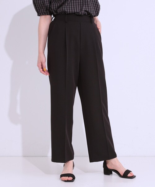 DRESKIP（ドレスキップ）の「【S-LL/ひんやり】大人のきれいめスタイルに センタープレスワイドパンツ（その他パンツ・レディース・ブラック/ライトベージュ/グレー・01/02/03/04）」の22枚目の写真