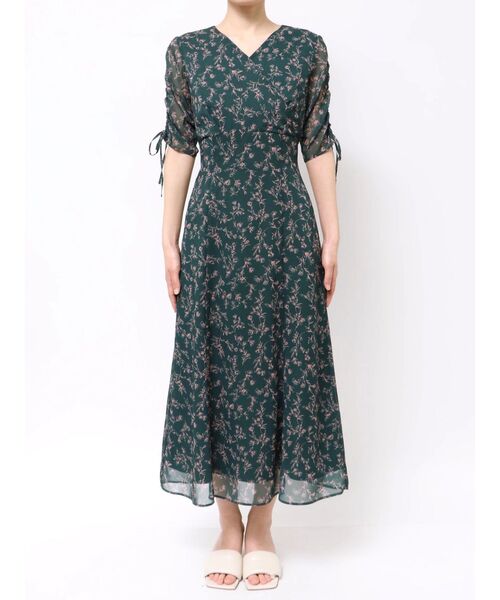 LAGUNAMOON(ラグナムーン)の「ドロストスリーブプリントワンピース(ワンピース・レディース・グリーン/アイボリー・SMALL/MEDIUM)」の6枚目の写真