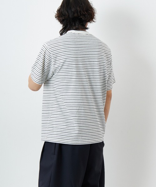 DANTON/ダントン] ワンポイントロゴ ボーダーポケットTシャツ（T
