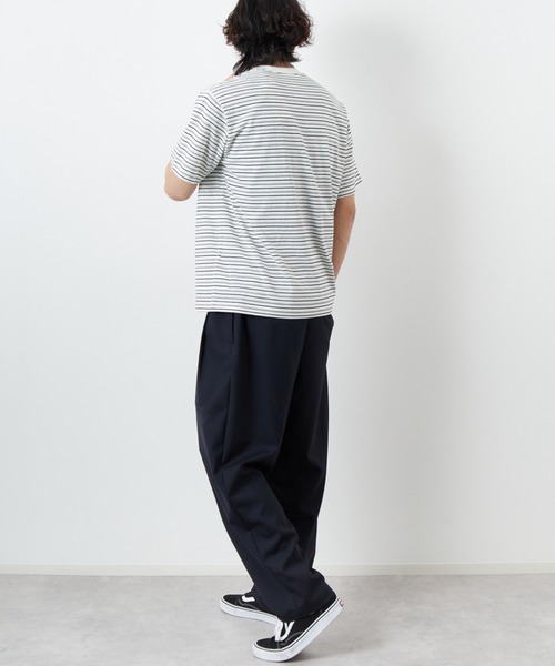 DANTON/ダントン] ワンポイントロゴ ボーダーポケットTシャツ（T