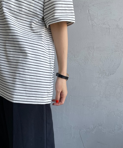 DANTON（ダントン）の「[DANTON/ダントン] ワンポイントロゴ ボーダーポケットTシャツ（Tシャツ/カットソー・レディース・ブラック/ネイビー/キナリ/グレー・XL/L/M/XXL/S）」の18枚目の写真