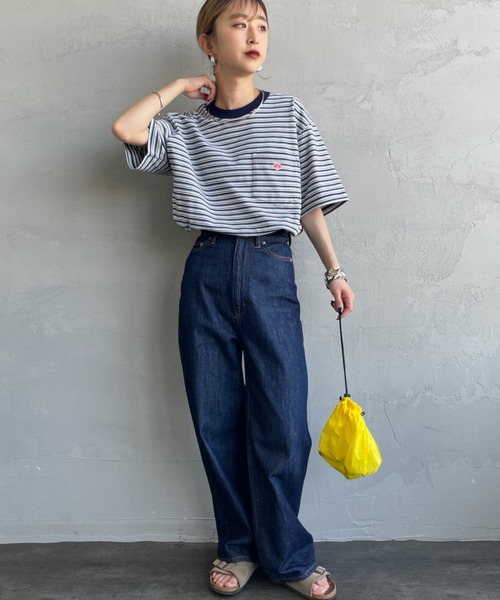 DANTON（ダントン）の「[DANTON/ダントン] ワンポイントロゴ ボーダーポケットTシャツ（Tシャツ/カットソー・レディース・ブラック/ネイビー/キナリ/グレー・XL/L/M/XXL/S）」の7枚目の写真