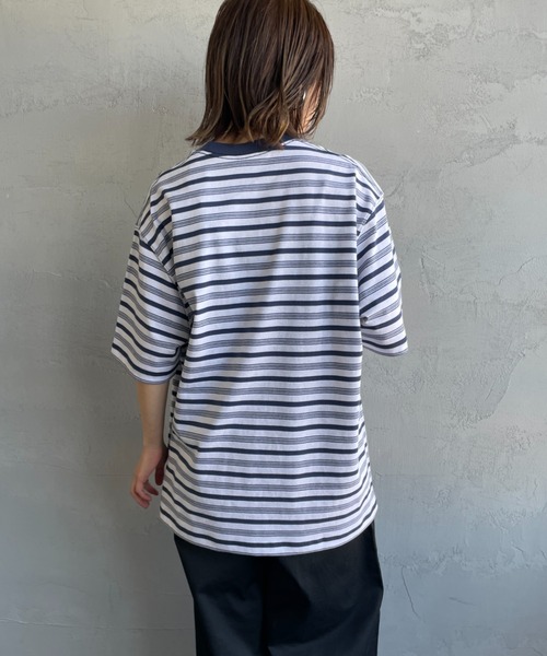 DANTON（ダントン）ロゴポケット付ボーダーTシャツ DANTON＞ロゴ ポケット ボーダー Tシャツ