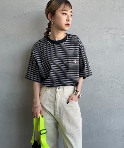 DANTON（ダントン）の「[DANTON/ダントン] ワンポイントロゴ ボーダーポケットTシャツ（Tシャツ/カットソー・レディース・ブラック/ネイビー/キナリ/グレー・XL/L/M/XXL/S）」の20枚目の写真