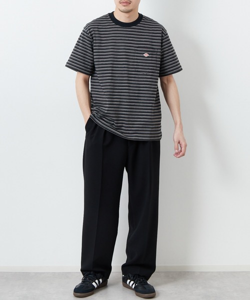 DANTON/ダントン] ワンポイントロゴ ボーダーポケットTシャツ（T