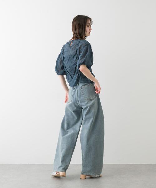 SENSE OF PLACE by URBAN RESEARCH(センスオブプレイスバイアーバンリサーチ)の「シャーリングブラウス(5分袖)(シャツ/ブラウス・レディース・オフホワイト/グリーン/ブラック・ONE)」の10枚目の写真