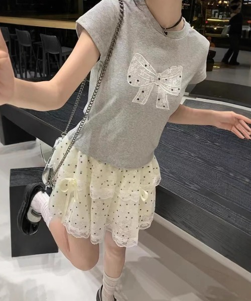 Mejoul(メジュール)の「【インパン付き】ドット柄レースティアードフリルミニスカート(スカート・レディース・ホワイト・M/L)」の20枚目の写真