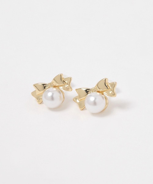 FOREVER 21(フォーエバー トゥエンティーワン)の「リボンパールピアス(ピアス(両耳用)・レディース・ゴールド/シルバー・FREE)」の2枚目の写真