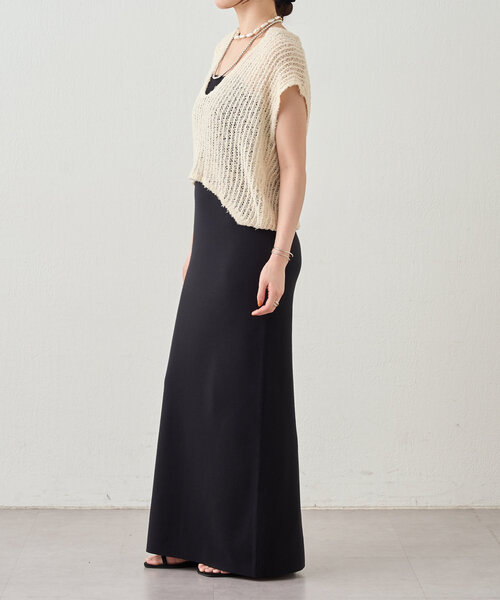 SHENERY(シーナリー)の「【2サイズ展開】透かし編みVネックニットベスト(ベスト・レディース・グレー系その他/アイボリー/ブラック・36/38)」の7枚目の写真