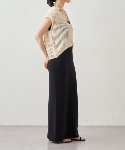 SHENERY(シーナリー)の「【2サイズ展開】透かし編みVネックニットベスト(ベスト・レディース・グレー系その他/アイボリー/ブラック・36/38)」の12枚目の写真