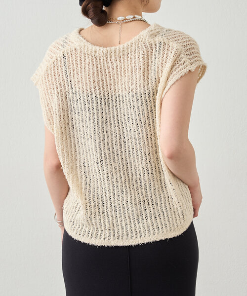 SHENERY(シーナリー)の「【2サイズ展開】透かし編みVネックニットベスト(ベスト・レディース・グレー系その他/アイボリー/ブラック・36/38)」の19枚目の写真