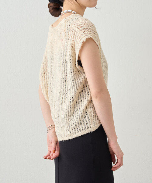 SHENERY(シーナリー)の「【2サイズ展開】透かし編みVネックニットベスト(ベスト・レディース・グレー系その他/アイボリー/ブラック・36/38)」の20枚目の写真