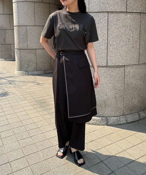 セール】【&g'aime】ロゴレザーベルトTシャツ Logo Belted Tee