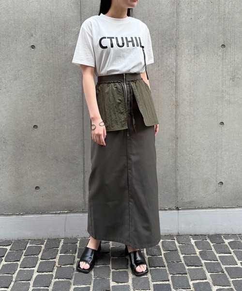 tシャツ 「＆g'aime」ロゴレザーベルトTシャツ　Logo Belted Tee レディース &g'aime tシャツ 「＆g'aime」ロゴレザーベルトTシャツ Logo