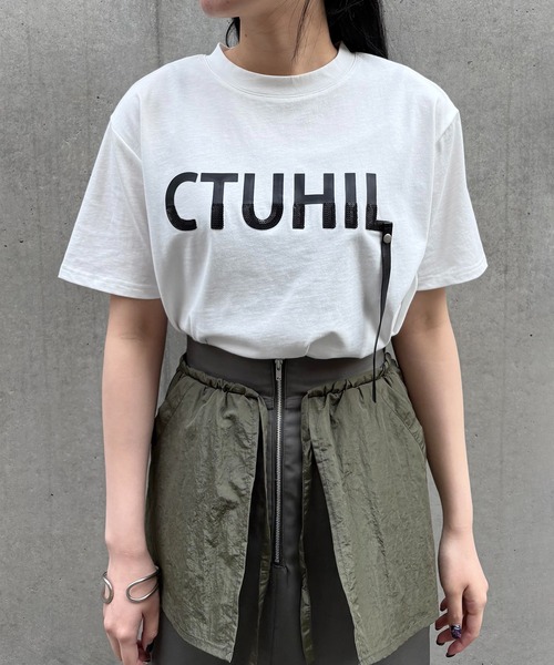 セール】【&g'aime】ロゴレザーベルトTシャツ Logo Belted Tee