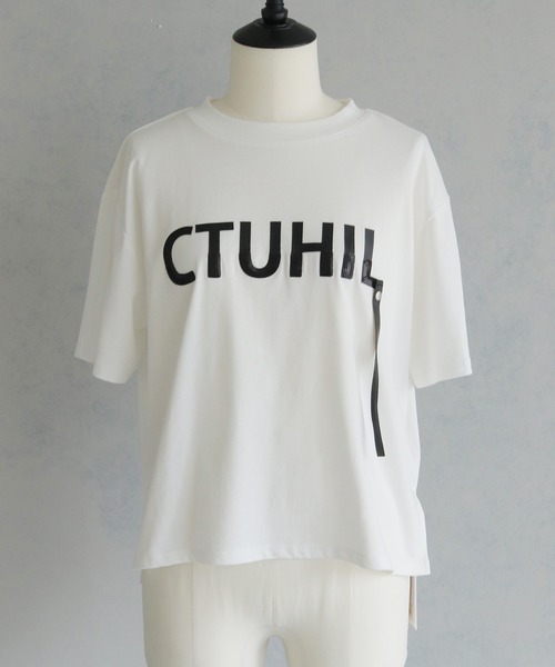 アンジェム / ロゴレザーベルトTシャツ セール】【&g'aime】ロゴレザーベルトTシャツ Logo Belted Tee