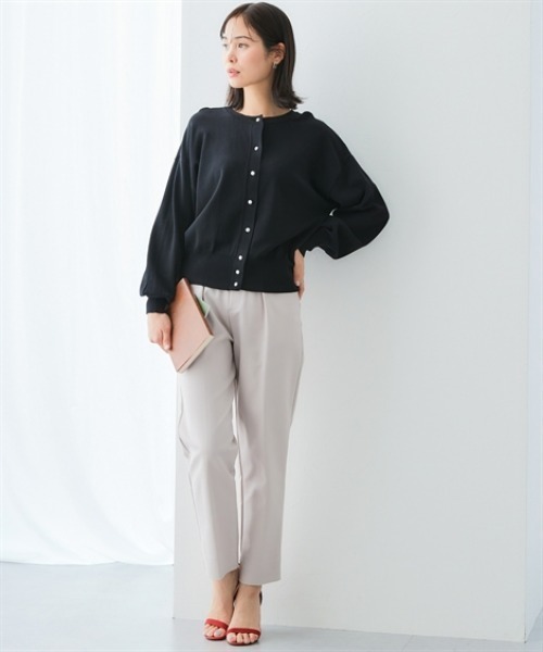 7days Life Styling(セブンデイズライフスタイリング)の「【接触冷感/UVカット】前後2WAYメタルボタン綿混ニットカーディガン(ニット/セーター・レディース・ブルー/杢グレー/ブラック・S/M/L/LL/3L)」の6枚目の写真