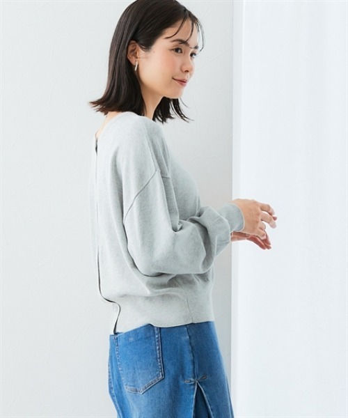 7days Life Styling(セブンデイズライフスタイリング)の「【接触冷感/UVカット】前後2WAYメタルボタン綿混ニットカーディガン(ニット/セーター・レディース・ブルー/杢グレー/ブラック・S/M/L/LL/3L)」の11枚目の写真