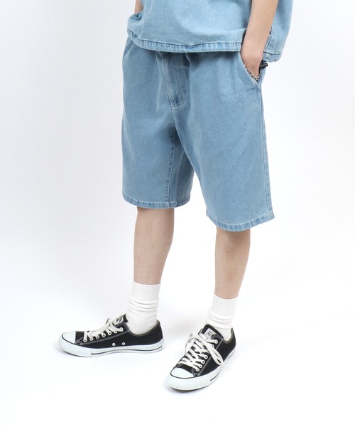 セール】Vintage Design Indigo Denim&Color Half Pants
