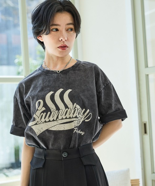 PAGEBOY（ページボーイ）の「サウナボーイコラボ フロカレッジＴ（Tシャツ/カットソー・レディース・ピンク/オフホワイト/ブラック・FREE）」の2枚目の写真