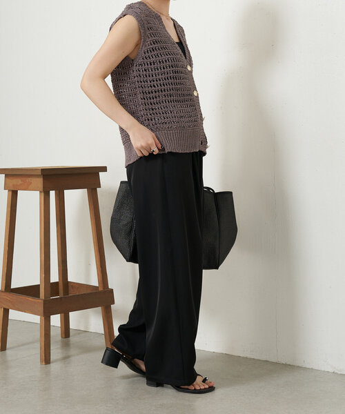 Jena espace merveilleux（ジェナ　エスパスメルヴェイユ）の「テープヤーンベスト（カーディガン/ボレロ・レディース・グレー/ベージュ・FREE）」の3枚目の写真