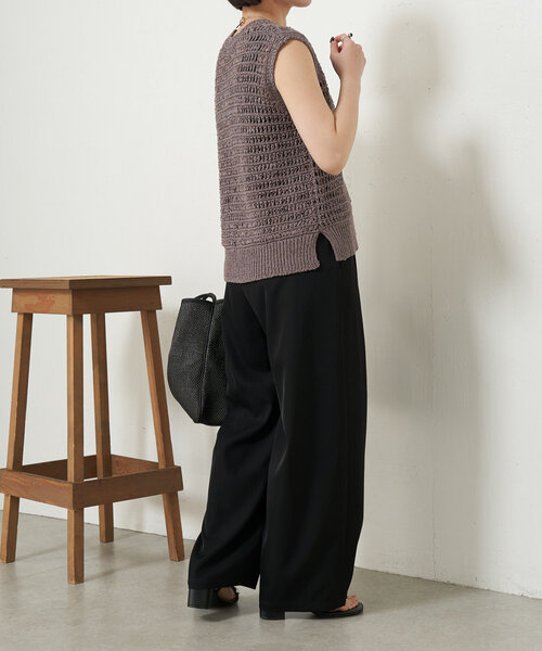 Jena espace merveilleux（ジェナ　エスパスメルヴェイユ）の「テープヤーンベスト（カーディガン/ボレロ・レディース・グレー/ベージュ・FREE）」の4枚目の写真