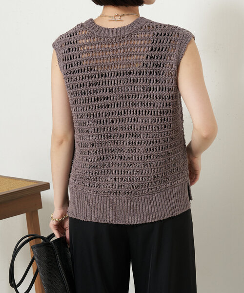 Jena espace merveilleux（ジェナ　エスパスメルヴェイユ）の「テープヤーンベスト（カーディガン/ボレロ・レディース・グレー/ベージュ・FREE）」の8枚目の写真