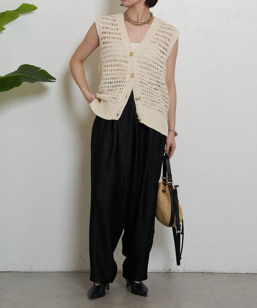 Jena espace merveilleux（ジェナ　エスパスメルヴェイユ）の「テープヤーンベスト（カーディガン/ボレロ・レディース・グレー/ベージュ・FREE）」の10枚目の写真