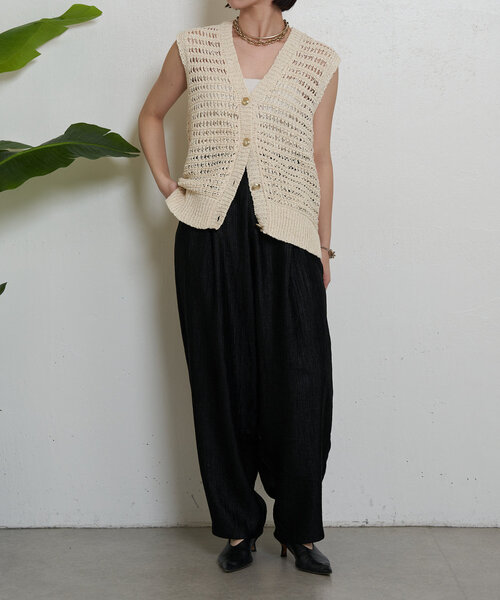 Jena espace merveilleux（ジェナ　エスパスメルヴェイユ）の「テープヤーンベスト（カーディガン/ボレロ・レディース・グレー/ベージュ・FREE）」の11枚目の写真