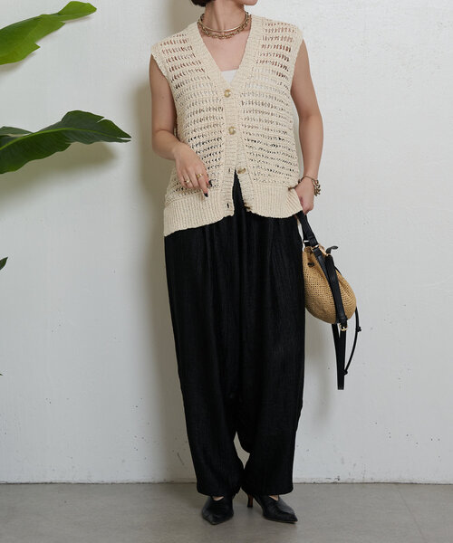 Jena espace merveilleux（ジェナ　エスパスメルヴェイユ）の「テープヤーンベスト（カーディガン/ボレロ・レディース・グレー/ベージュ・FREE）」の12枚目の写真