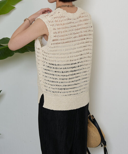 Jena espace merveilleux（ジェナ　エスパスメルヴェイユ）の「テープヤーンベスト（カーディガン/ボレロ・レディース・グレー/ベージュ・FREE）」の18枚目の写真