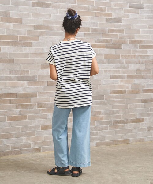 J.PRESS YORK STREET(ジェイプレスヨークストリート)の「【WOMEN】ボーダーキャップスリーブ Tシャツ(Tシャツ/カットソー・レディース・ブラック系1/ネイビー系1・F)」の5枚目の写真