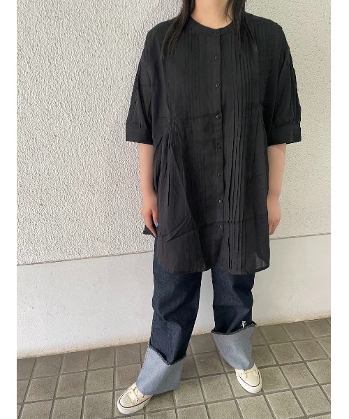 Rydia（リディア）の「ピンタックブラウス（シャツ/ブラウス・レディース・グリーン/ブラック/オフホワイト・M）」の3枚目の写真