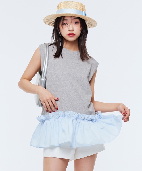 Narcissus（ナルシス）の「バイカラーフリルノースリーブ（タンクトップ・レディース・グレー/ブラック・FREE）」の22枚目の写真