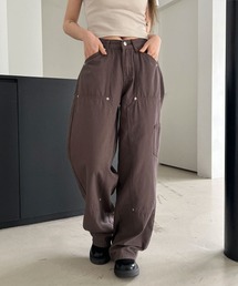 アイレット リベット コットン ワイドパンツ
