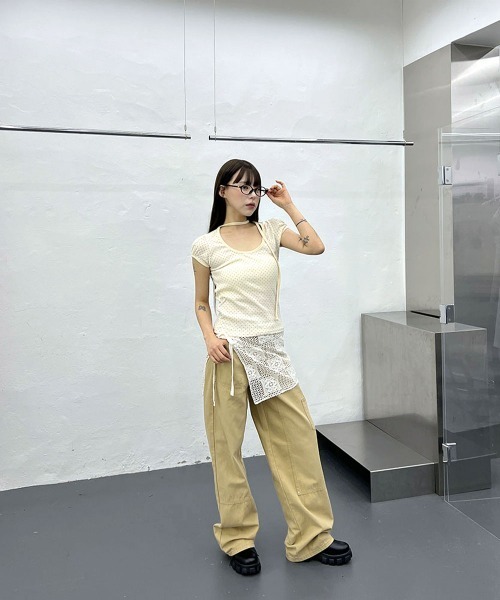 4INT.（フォイント）の「アイレット リベット コットン ワイドパンツ（その他パンツ・レディース・ホワイト/ブラック/ベージュ/ブラウン・S/M）」の22枚目の写真