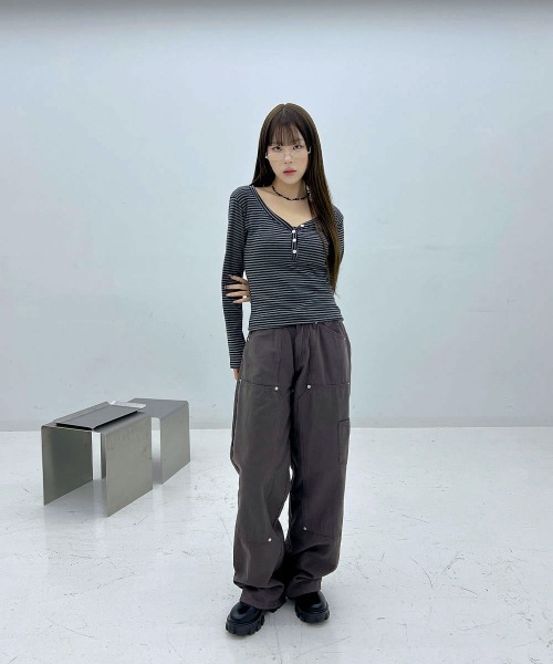 4INT.（フォイント）の「アイレット リベット コットン ワイドパンツ（その他パンツ・レディース・ホワイト/ブラック/ベージュ/ブラウン・S/M）」の19枚目の写真