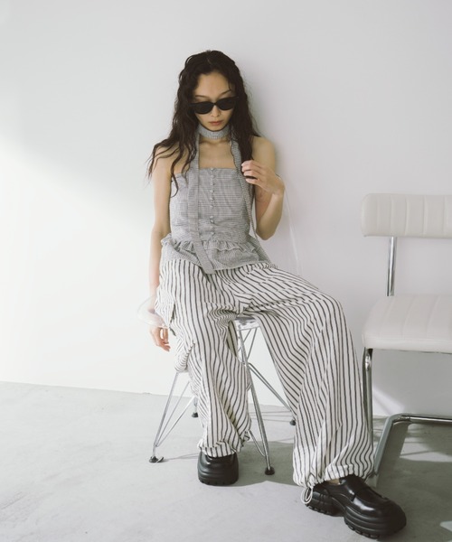 【MATIN KIM】★送料・関税込★ストライプカーゴパンツ MATIN KIM】☆送料・関税込☆ストライプカーゴパンツ