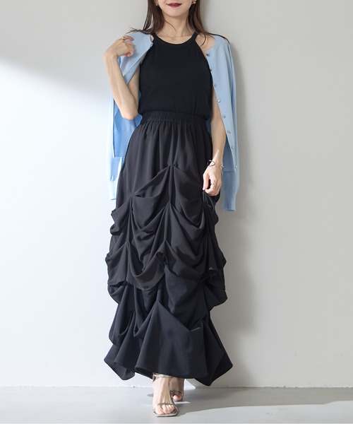 &. NOSTALGIA（アンドドットノスタルジア）の「【ZOZO限定】変形ドロストシャーリングスカート（スカート・レディース・ブラック/ホワイト・M）」の19枚目の写真