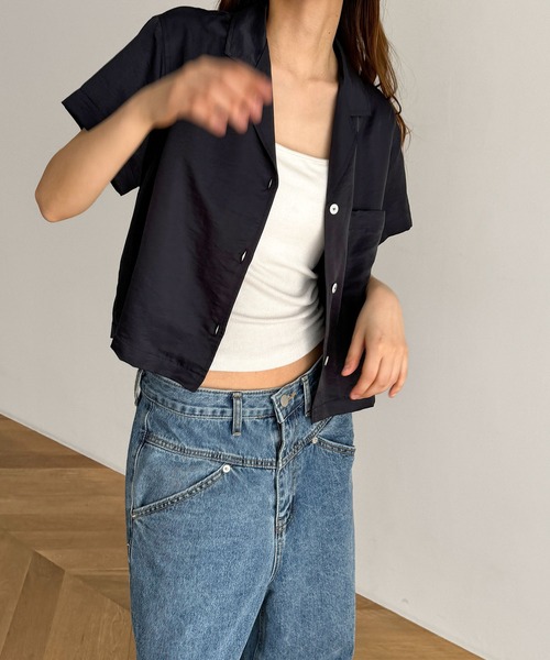 CANAL JEAN（キャナルジーン）の「El mar　テンセル開襟シャツ（シャツ/ブラウス・レディース・クリーム/ネイビー/ホワイト・ONE SIZE）」の4枚目の写真