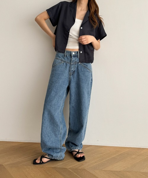 CANAL JEAN（キャナルジーン）の「El mar　テンセル開襟シャツ（シャツ/ブラウス・レディース・クリーム/ネイビー/ホワイト・ONE SIZE）」の6枚目の写真