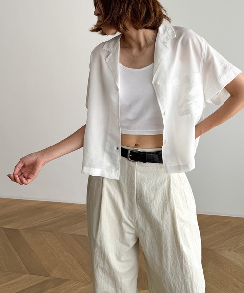 CANAL JEAN（キャナルジーン）の「El mar　テンセル開襟シャツ（シャツ/ブラウス・レディース・クリーム/ネイビー/ホワイト・ONE SIZE）」の7枚目の写真