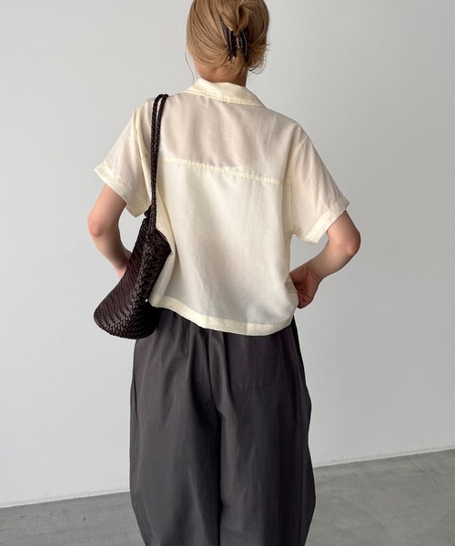 CANAL JEAN（キャナルジーン）の「El mar　テンセル開襟シャツ（シャツ/ブラウス・レディース・クリーム/ネイビー/ホワイト・ONE SIZE）」の10枚目の写真
